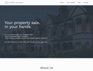 KJ Home Buyers home hero section on desktop